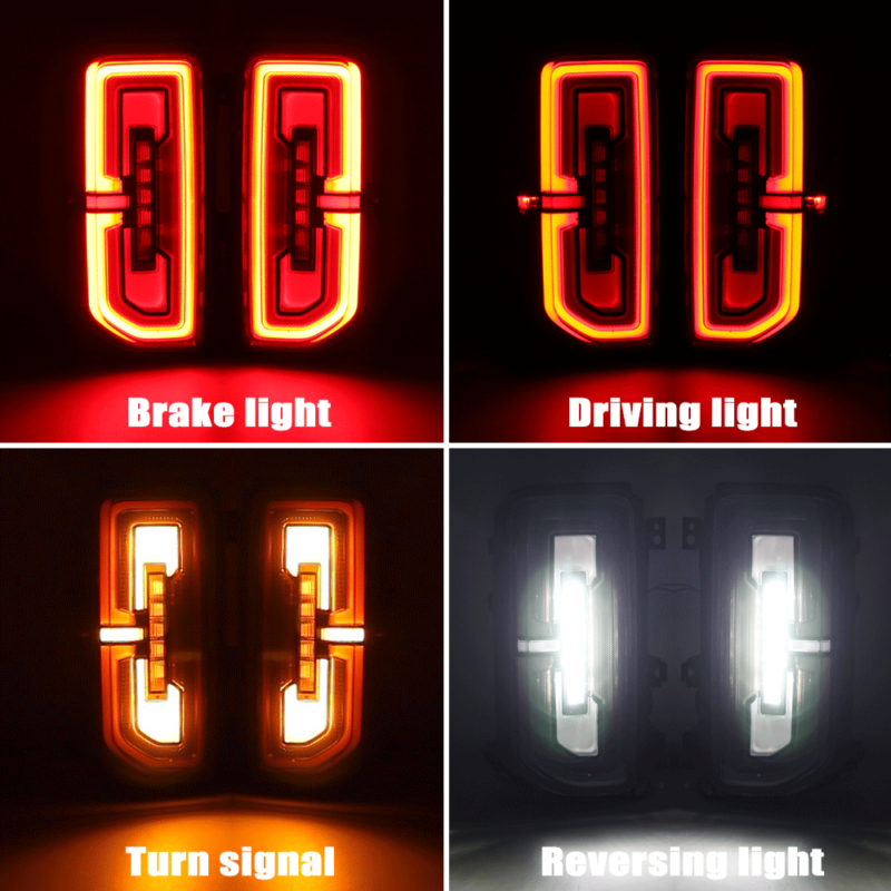 Autunik Smoke LED Tail Lights For 2021-2023 Ford Bronco Rear Brake Lamp Grey Lens