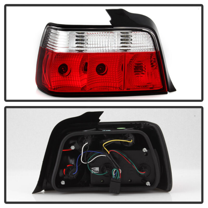 Autunik Red/Clear Rear Tail Lights Brake Lamps 1992-1998 BMW 3-Series E36 Sedan 318i 325i 328i 320I M3