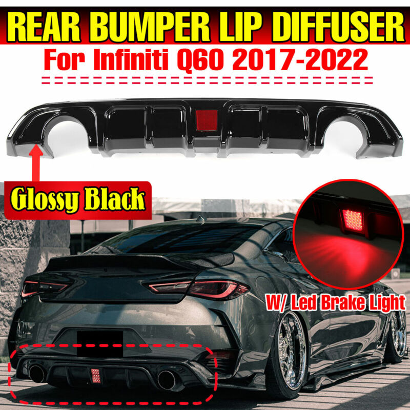 Autunik Glossy Black Rear Diffuser w/ LED Light fits Infiniti Q60 2017-2022