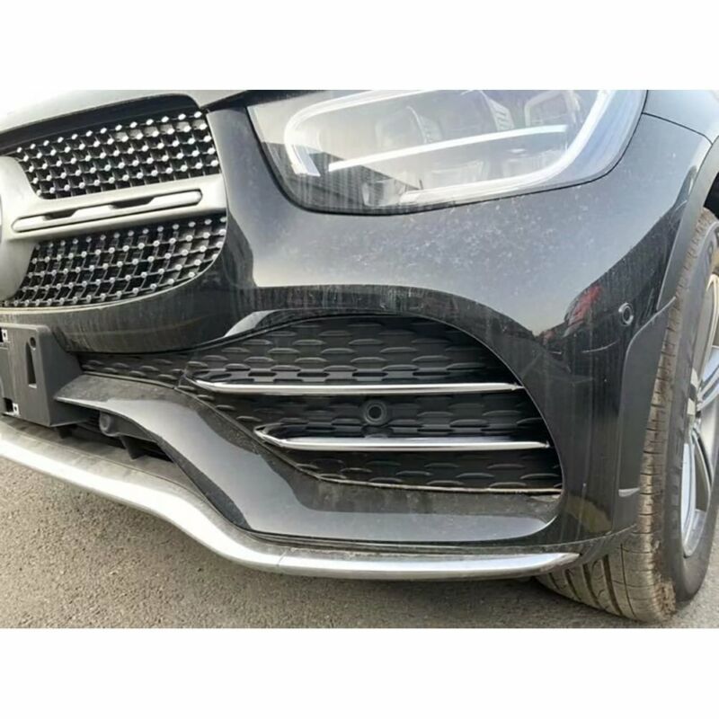 Autunik Chrome Front Corner Mesh Grill Molding Cover Trim Fits Mercedes Benz GLC 2020-2022
