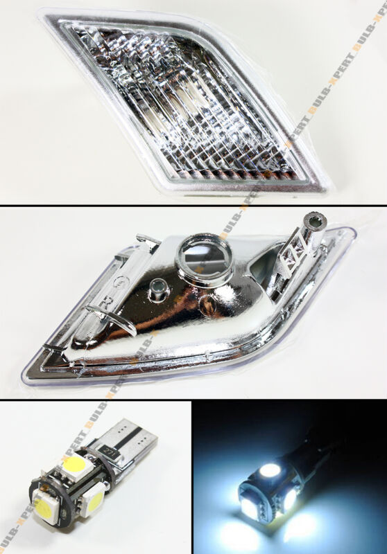 Autunik Clear Side Marker Lamp Light + Error Free LED Bulb for Mercedes-Benz C Class W204 2008-2011