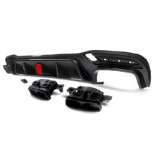Cargar imagen en el visor de la galería, Carbon Look Rear Diffuser w/ Light + Black Exhaust Tips for Mercedes GLE W166 X166 GLE43 AMG Pack 15-18