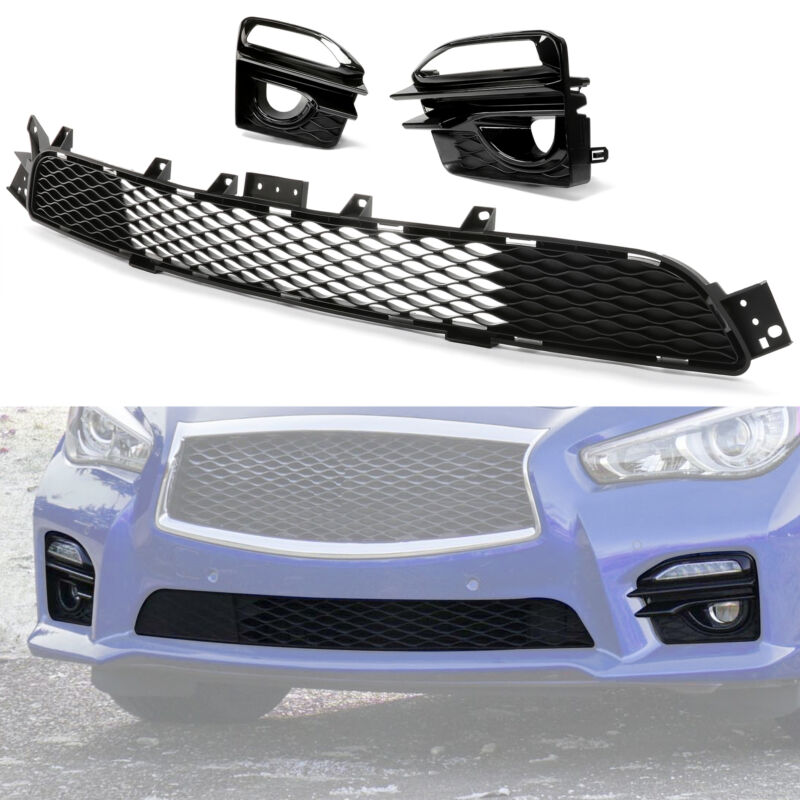 For Infiniti Q50 Sport 2014 2015 2016 2017 Front Bumper Lower Grille Black Grill