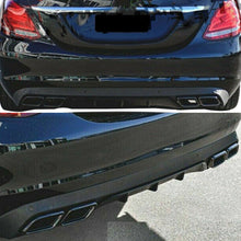 Cargar imagen en el visor de la galería, Rear Diffuser w/ Black Exhaust Tips for Mercedes Benz W205 Sedan C300 Base Sedan NON AMG