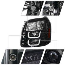 Laden Sie das Bild in den Galerie-Viewer, Black Headlights Projector for 2007-2014 GMC Yukon XL 1500 2500 Denali LED Halo