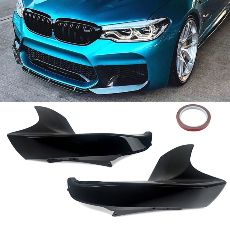 Autunik For 2018-2019 BMW F90 M5 Gloss Black Front Bumper Spoiler Splitter Cover Trim