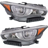 Headlight Lamp Left Right Pair Set for 14-17 Infiniti Q50 Sedan