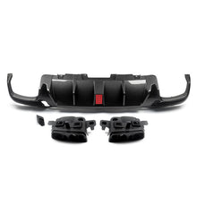 Cargar imagen en el visor de la galería, Carbon Look Rear Diffuser w/ Light + Black Exhaust Tips for Mercedes GLE W166 X166 GLE43 AMG Pack 15-18