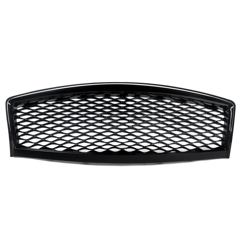 Autunik For 2014-2017 Inifniti Q50 Gloss Black Front Bumper Upper Grille Grill - No Parking Sensors & Camera
