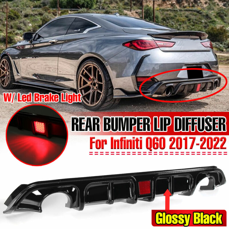 Autunik Glossy Black Rear Diffuser w/ LED Light fits Infiniti Q60 2017-2022