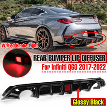 Load image into Gallery viewer, Autunik Glossy Black Rear Diffuser w/ LED Light fits Infiniti Q60 2017-2022