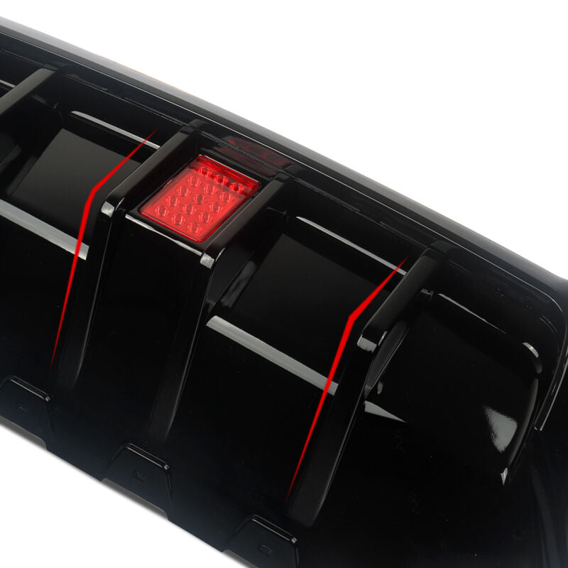 Autunik Gloss Black Rear Diffuser W/ Light For BMW F10 Sedan 528i 530i M-Sport Bumper 2011-2016