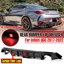 Load image into Gallery viewer, Autunik Carbon Fiber Look Rear Diffuser w/ LED Light fits Infiniti Q60 2017-2022 (NOT REAL CARBON)