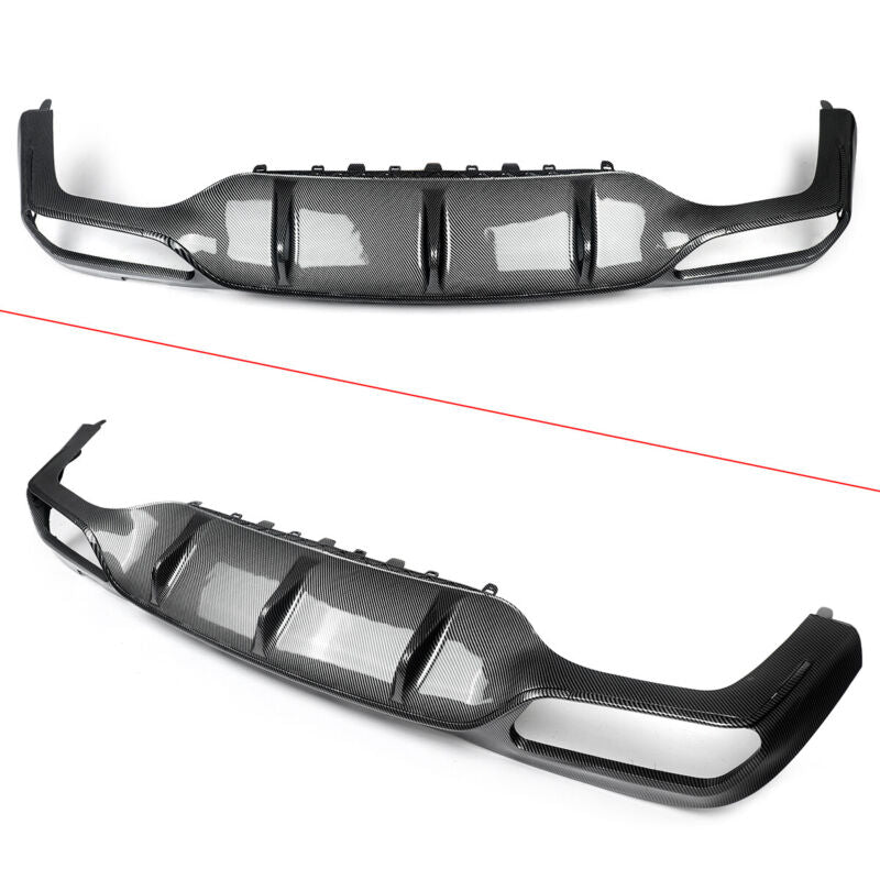 E53 Style Carbon Look Rear Diffuser + Black Exhaust Tips for Mercedes  W213 Sedan AMG Pack 2016-2020