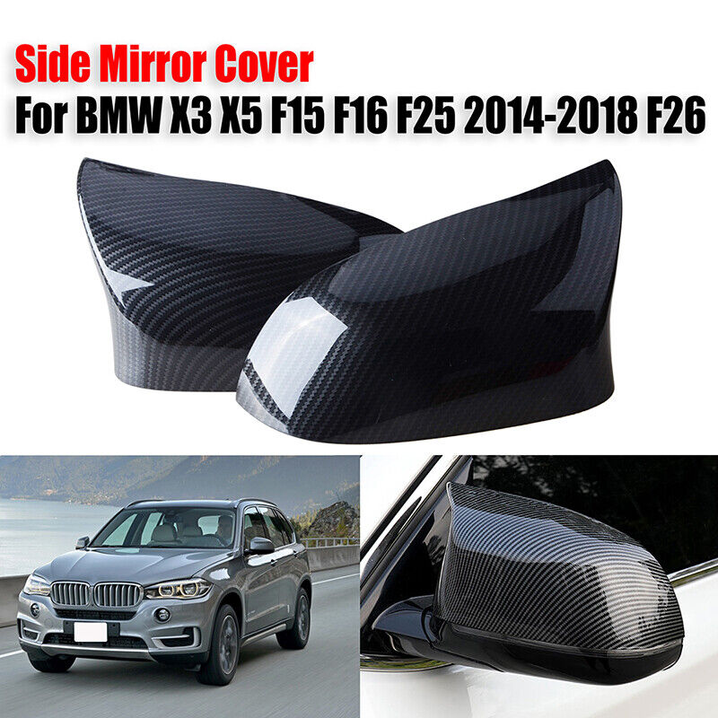 Carbon Fiber Look Side Mirror Cover Caps M Style for BMW X5 F15 X6 F16 28i 35i 2014-2018