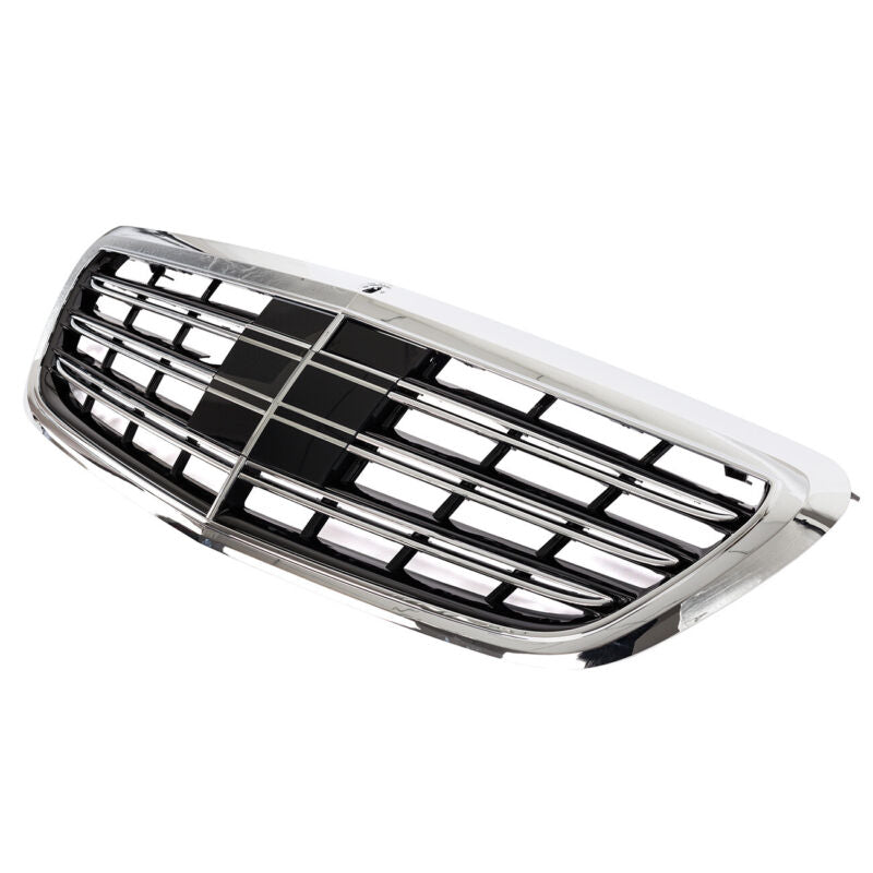 Silver Front Bumper Grille MayBach Style For Mercedes Benz S-Class W222 Sedan 2014-2020