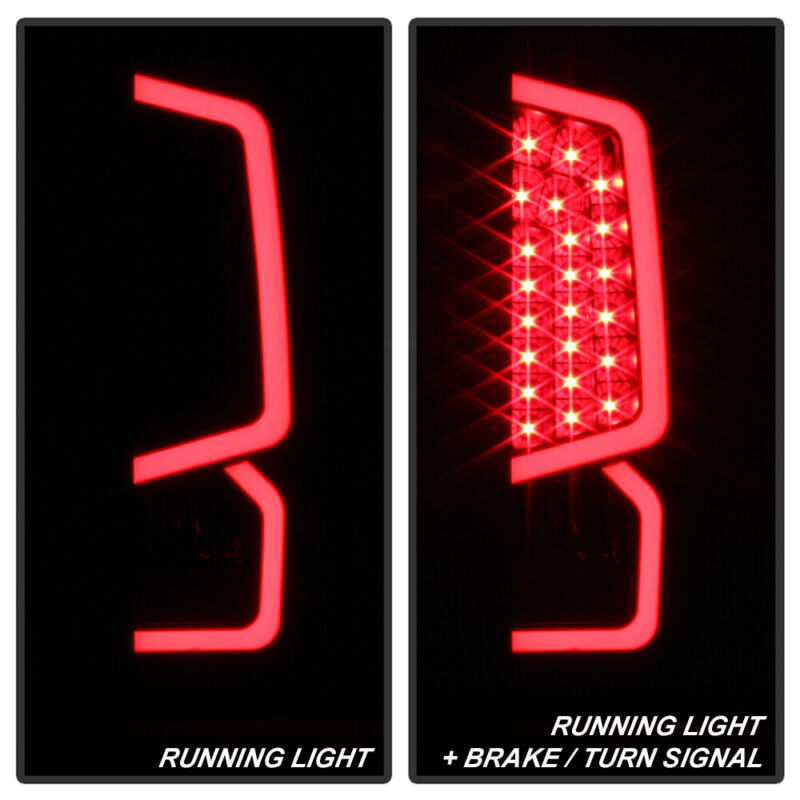 Autunik For 2014-2021 Toyota Tundra LED Tube Tail Lights Brake Lamps Black Left+Right