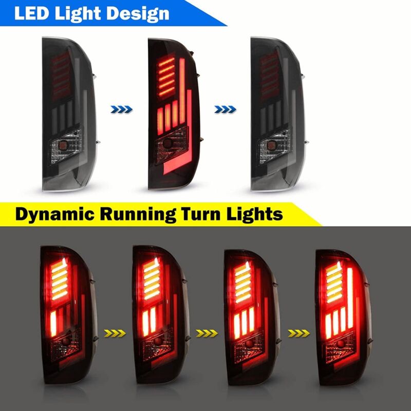 Autunik Smoke LED Tail Lights For 2014-2021 Toyota Tundra Sequential Brake Rear Lamps