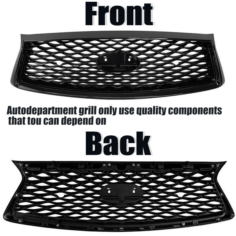 Autunik For 2018-2022 Infiniti Q50 Q50S Front Bumper Grille Grill Gloss Black