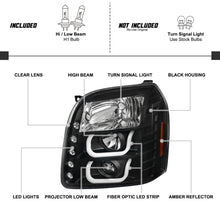 Cargar imagen en el visor de la galería, Black Headlights Projector for 2007-2014 GMC Yukon XL 1500 2500 Denali LED Halo