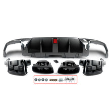 Charger l&#39;image dans la galerie, Carbon Look Rear Diffuser w/ Light + Black Exhaust Tips for Mercedes GLE W166 X166 GLE43 AMG Pack 15-18