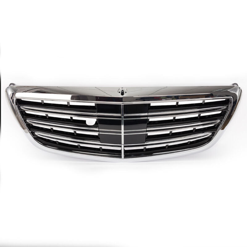 Silver Front Bumper Grille MayBach Style For Mercedes Benz S-Class W222 Sedan 2014-2020
