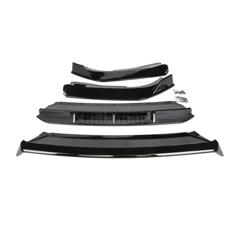 Autunik 4PCS Glossy Black Front Bumper Lip For Honda Accord Sedan Sport 2018-2020